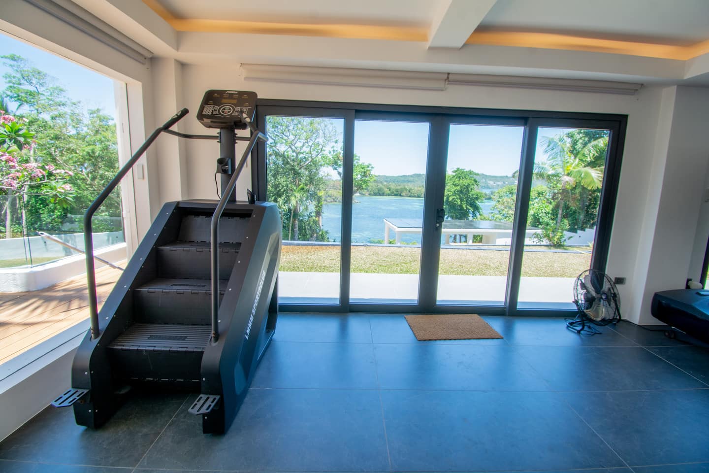 Stair climber with sea view