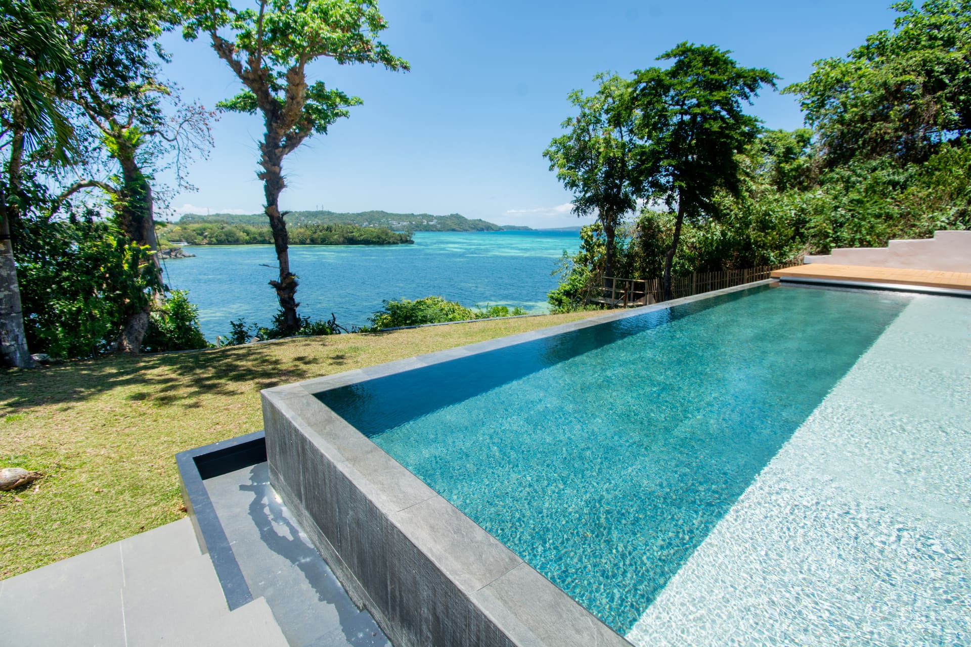 Infinity pool edge with sea view